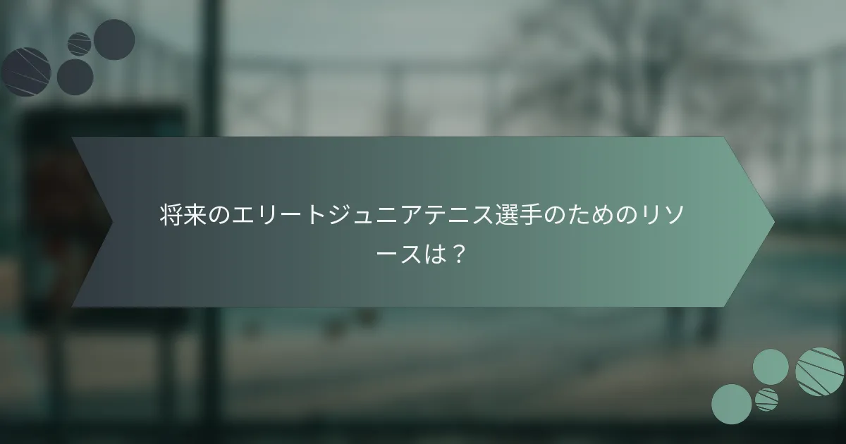 将来のエリートジュニアテニス選手のためのリソースは?