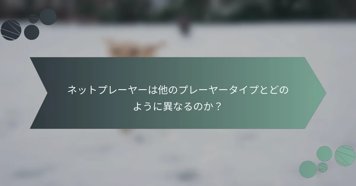 ネットプレーヤーは他のプレーヤータイプとどのように異なるのか？
